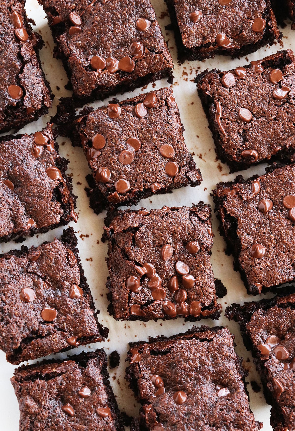 almond flour brownies sliced into squares.
