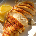 baked chicken breasts labeled for pinterest by Detoxinista.