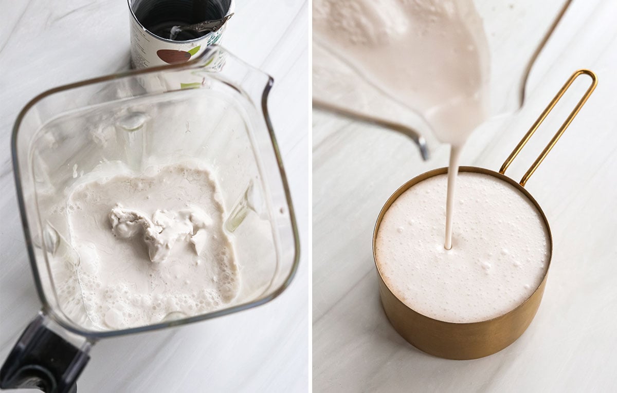 coconut milk blended and measured.