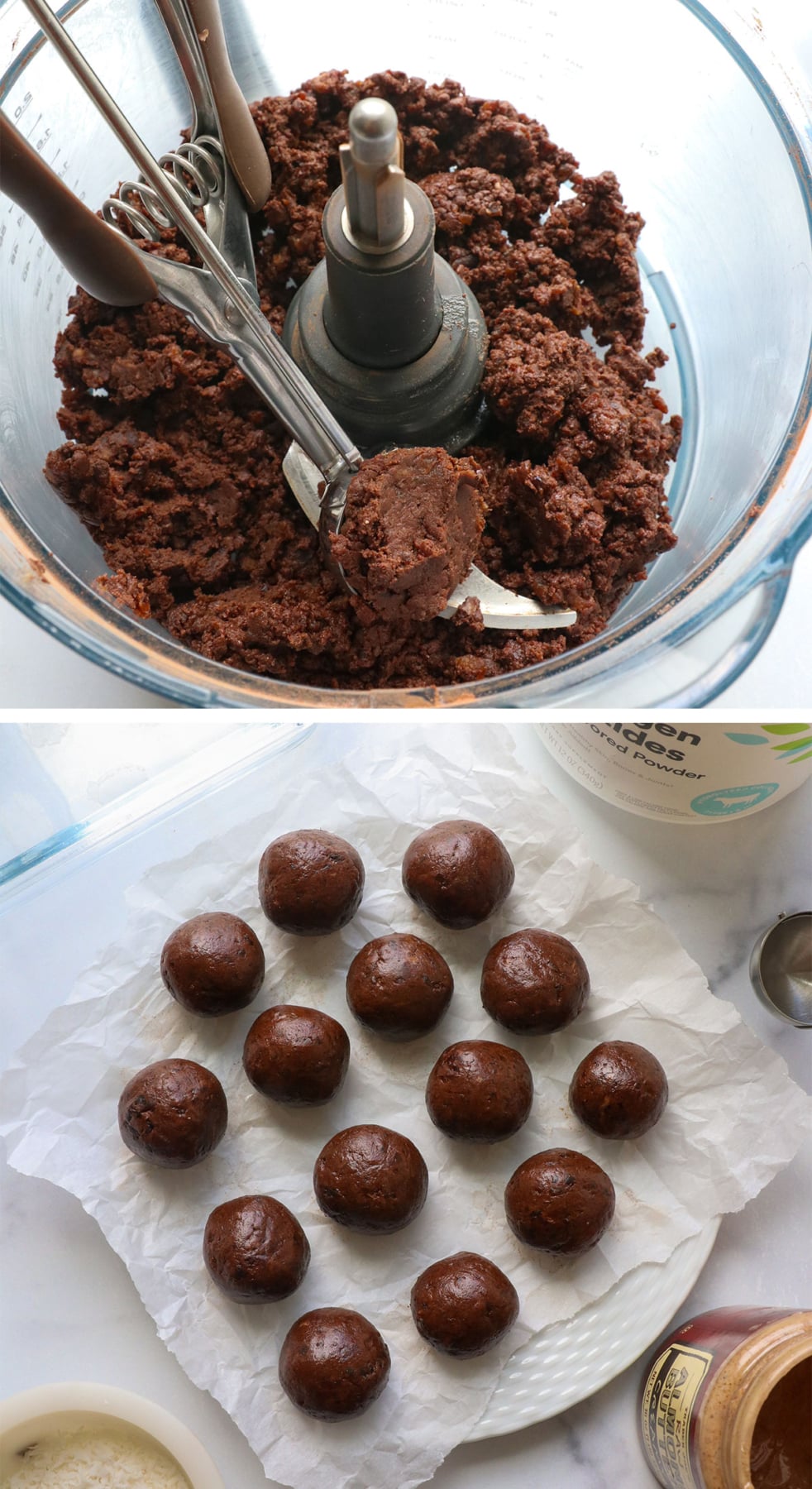 chocolate date mixture rolled into balls.