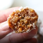date ball held up by a hand and labeled for pinterest.