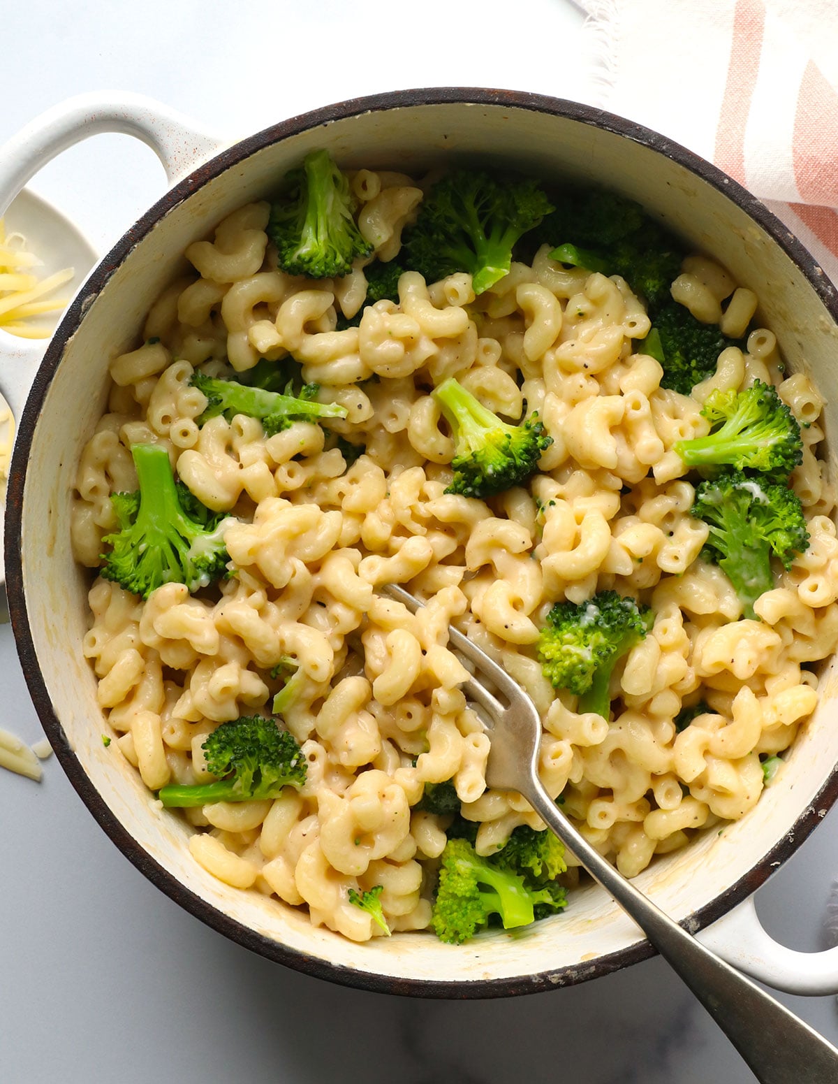 broccoli stirred into mac and cheese.