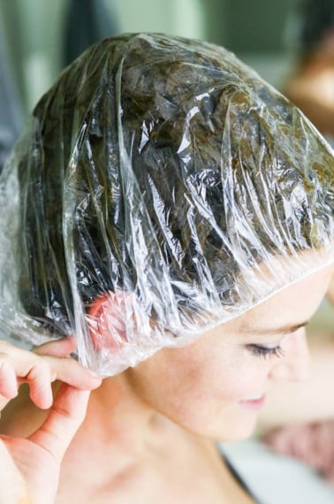 henna hair dye shower cap