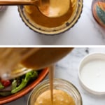 honey balsamic dressing blended until smooth and creamy and poured into a jar.