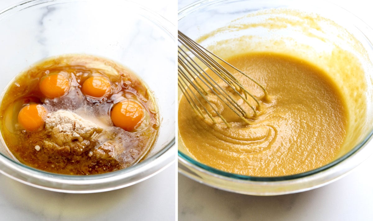 coconut flour cake batter mixed together