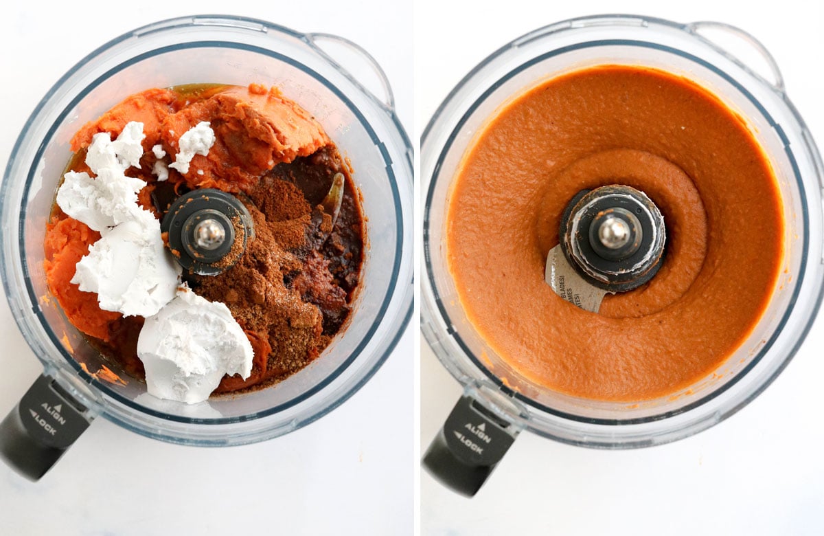 sweet potato pie ingredients in food processor
