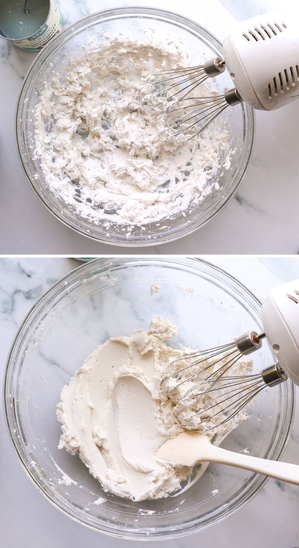 coconut cream whipped with maple syrup until it's smoothed with a spatula.
